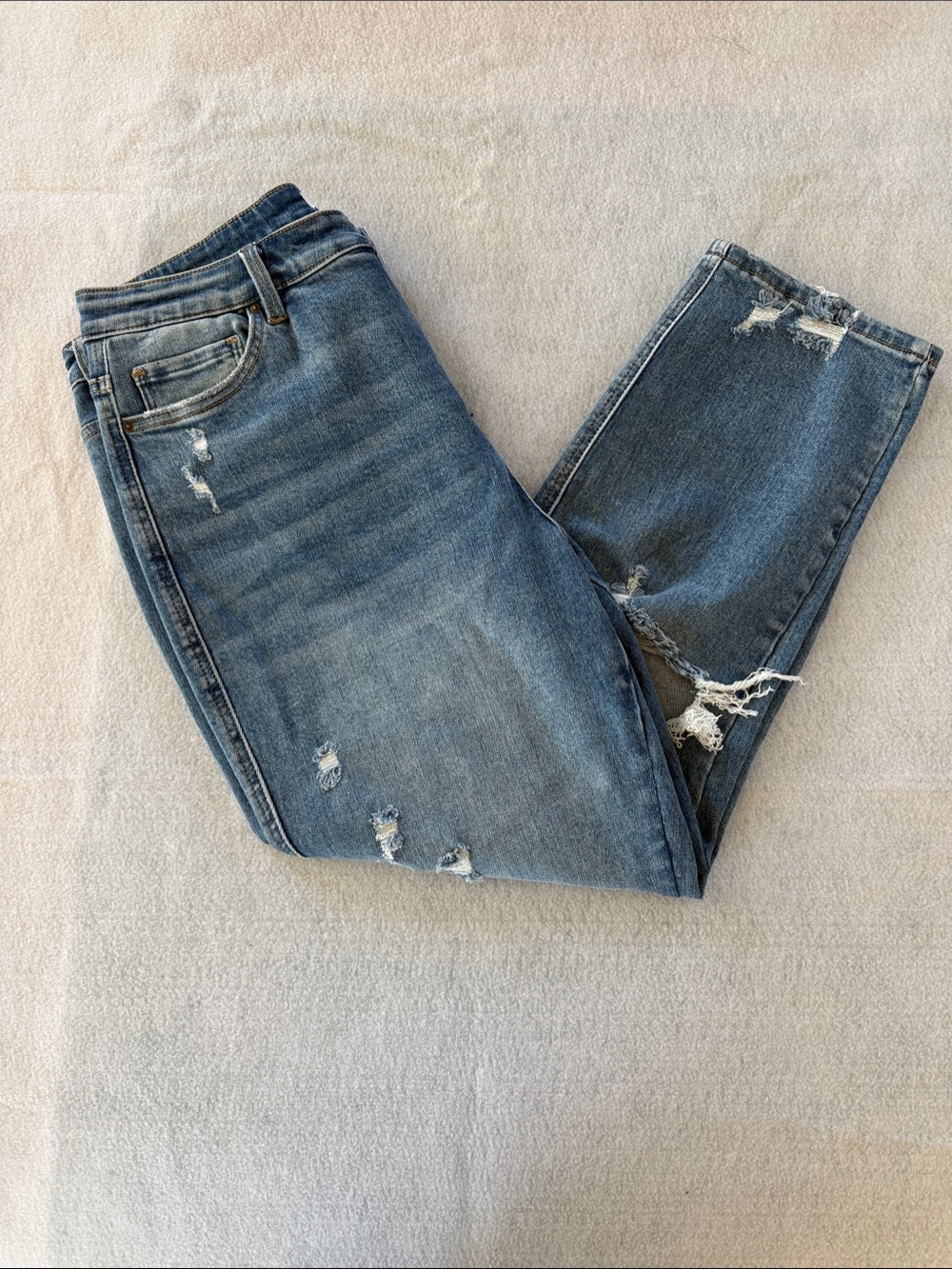 Women’s Distressed Ankle Crop Jeans - Blue
